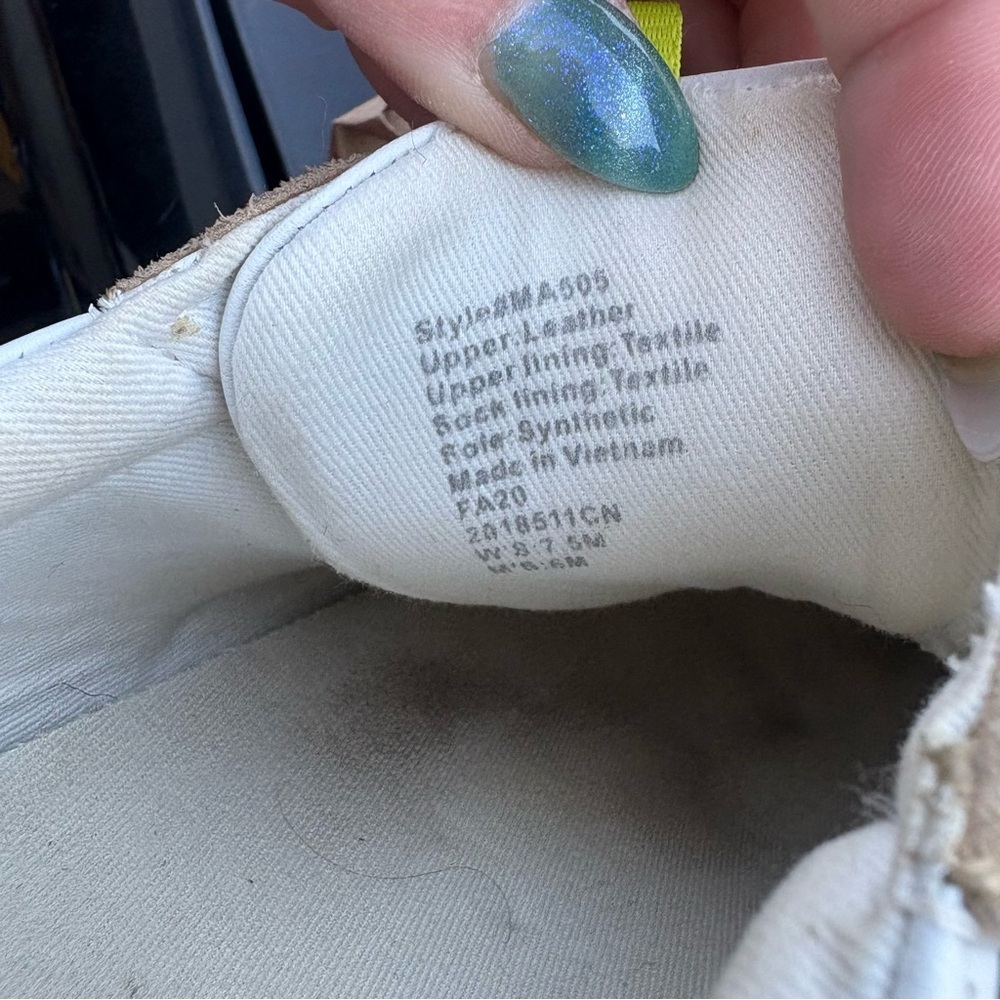 New Madewell Womans Sneakers Leather 7.5 White Tan Neon Yellow Kickoff Trainers - Picture 10 of 12